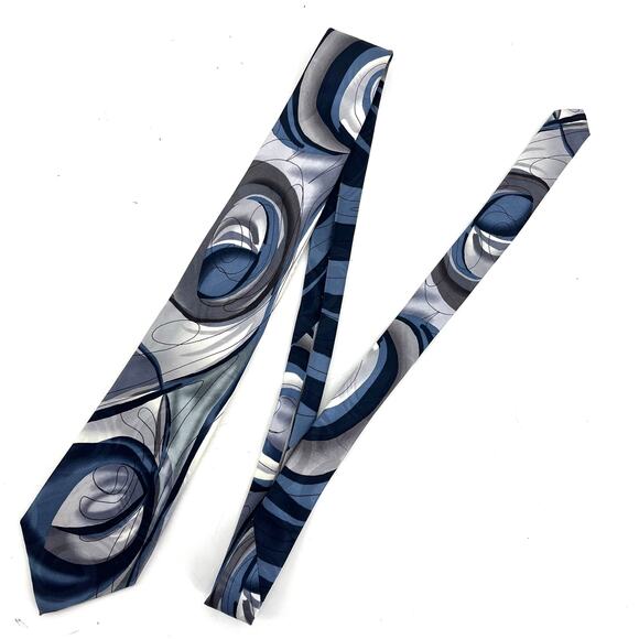 J. Garcia Silk Tie Gray Blue Snail Garden Collection Fifty-Five 3.75 x 62 - Picture 3 of 3